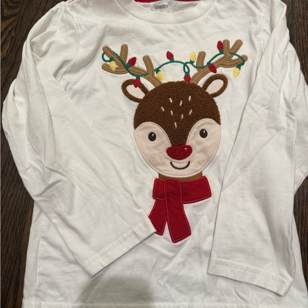 Gymboree White Reindeer Long Sleeve Tee